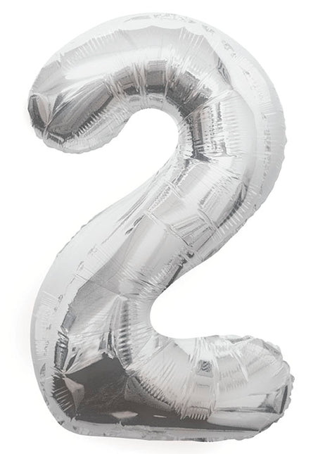 2 Jahre Figur Ballon Silber Leer 86cm