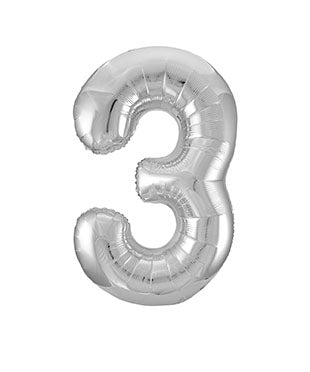 3 Jahre Figur Ballon Silber Leer 86cm
