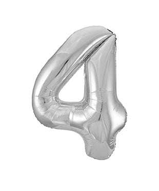 4 Jahre Figur Ballon Silber Leer 86cm