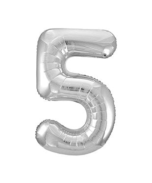 5 Jahre Figur Ballon Silber Leer 86cm
