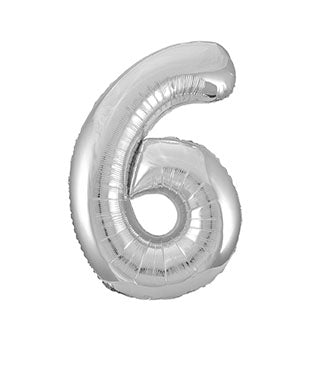6 Jahre Figur Ballon Silber Leer 86cm