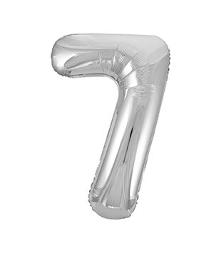 7 Jahre Figur Ballon Silber Leer 86cm