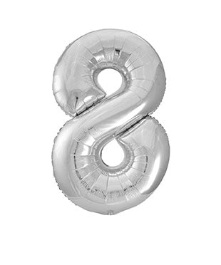 8 Jahre Figur Ballon Silber Leer 86cm