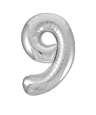 9 Jahre Figur Ballon Silber Leer 86cm