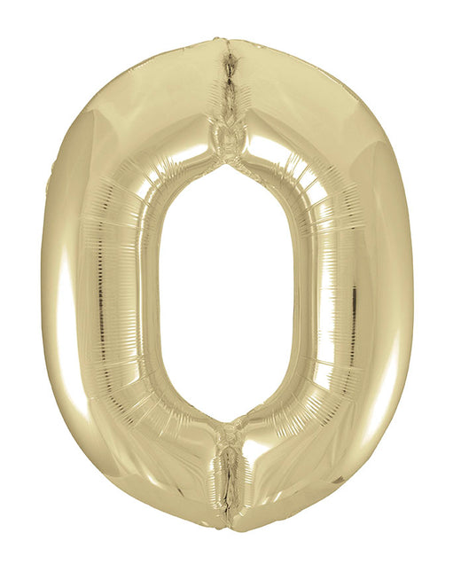 0 Jahr Figur Ballon Gold Glanz Leer 86cm