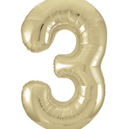 3 Jahre Figur Ballon Gold Glanz Leer 86cm
