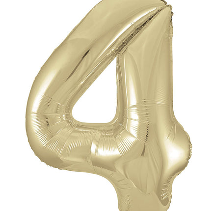 4 Jahre Figur Ballon Gold Glanz Leer 86cm
