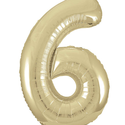 6 Jahre Figur Ballon Gold Glanz Leer 86cm