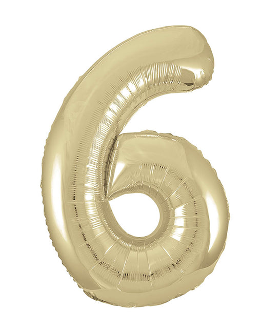 6 Jahre Figur Ballon Gold Glanz Leer 86cm