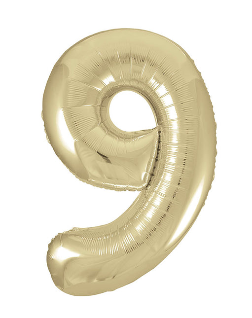 9 Jahre Figur Ballon Gold Glanz Leer 86cm