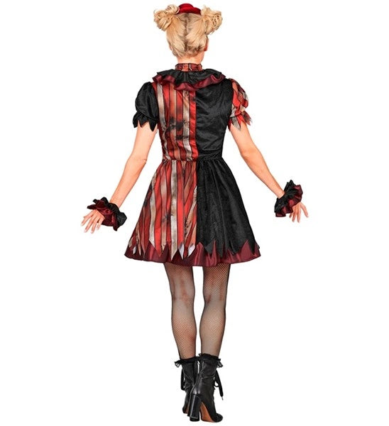 Wicked Clown-Kleid Rot-Schwarz für Damen