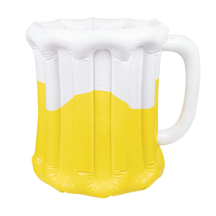 Gelber weißer Bierkrug aufblasbar 46cm