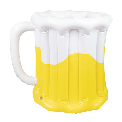 Gelber weißer Bierkrug aufblasbar 46cm