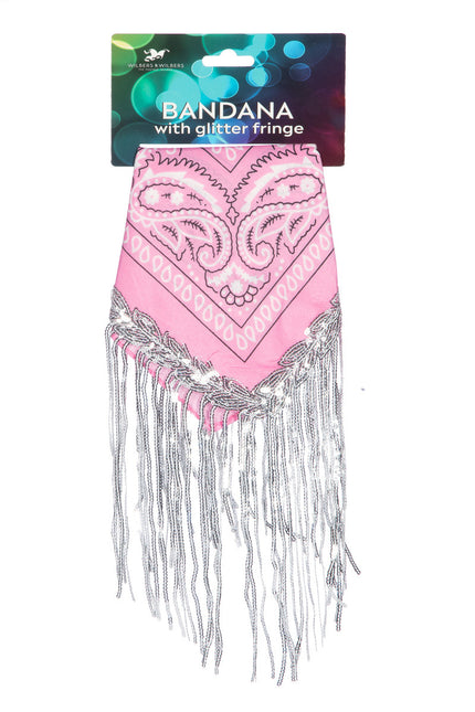 Rosa Bandana Strass Fransen