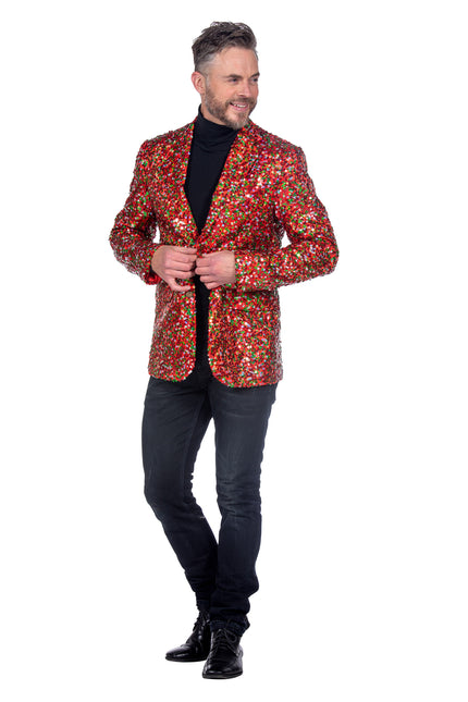 Rot Grün Blazer Männer Pailletten