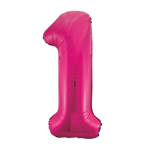 1 Jahr Figur Ballon Fuchsia Leer 86cm