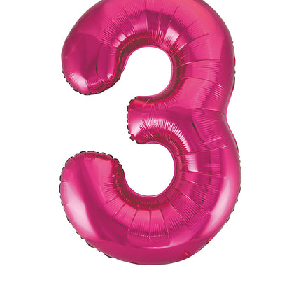 3 Jahre Figur Ballon Fuchsia Leer 86cm