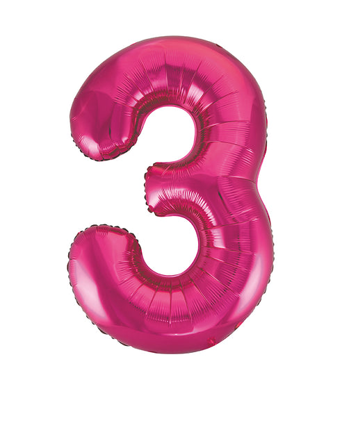 3 Jahre Figur Ballon Fuchsia Leer 86cm