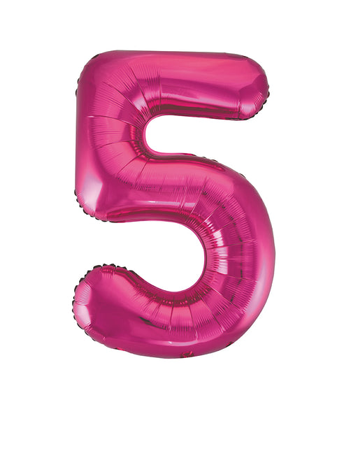 5 Jahre Figur Ballon Fuchsia Leer 86cm