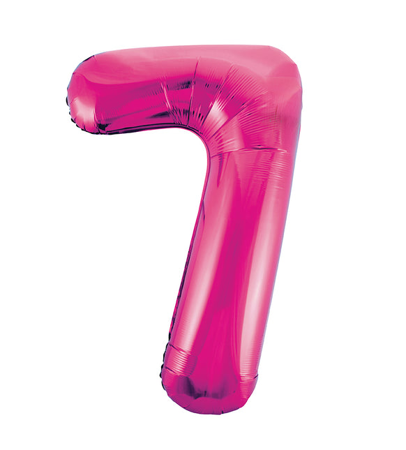 7 Jahre Figur Ballon Fuchsia Leer 86cm