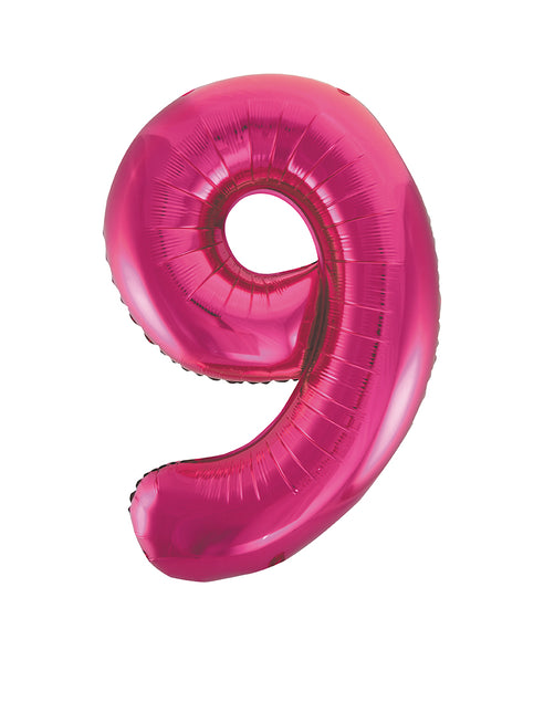 9 Jahre Figur Ballon Fuchsia Leer 86cm