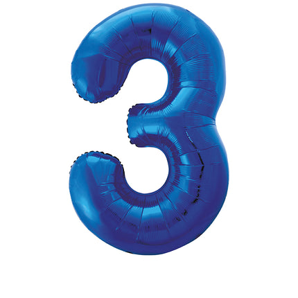 3 Jahre Figur Ballon Blau Leer 86cm