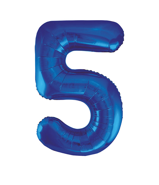 5 Jahre Figur Ballon Blau Leer 86cm
