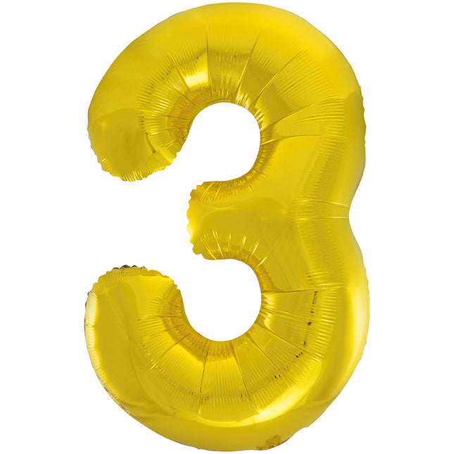 3 Jahre Figur Ballon Gold Leer 86cm
