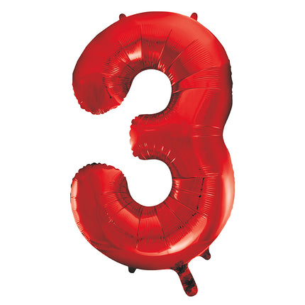 3 Jahre Figur Ballon Rot Leer 86cm