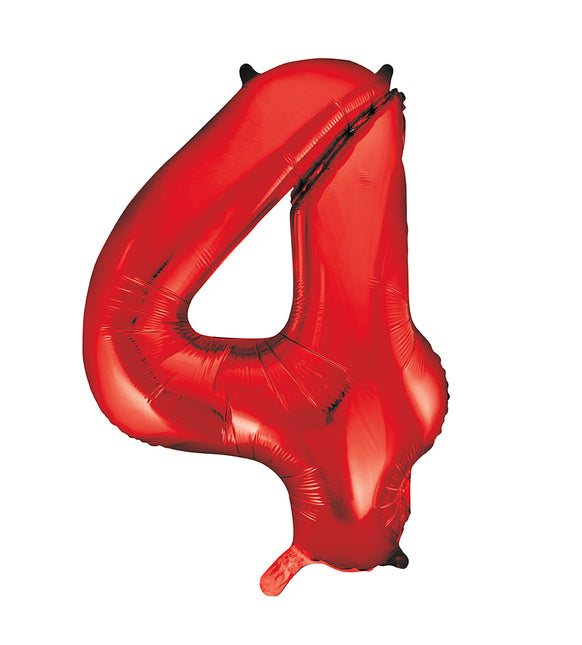 4 Jahre Figur Ballon Rot Leer 86cm