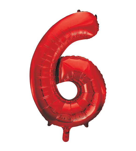 6 Jahre Figur Ballon Rot Leer 86cm
