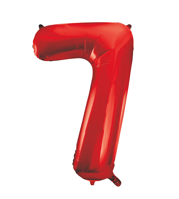 7 Jahre Figur Ballon Rot Leer 86cm