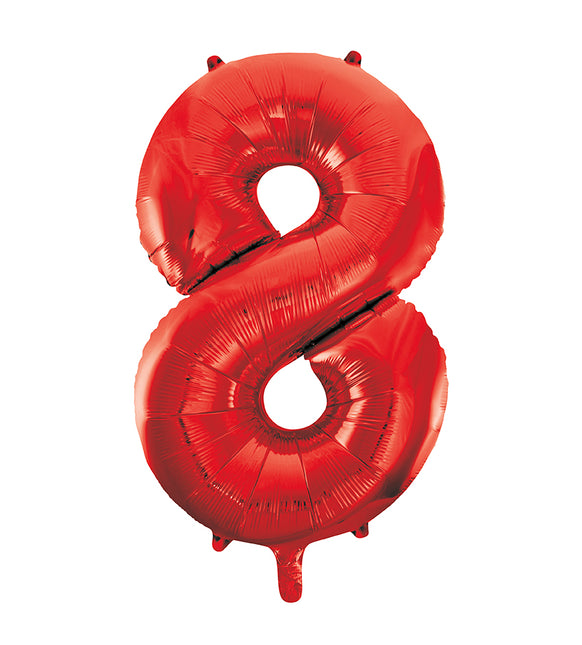 8 Jahre Figur Ballon Rot Leer 86cm