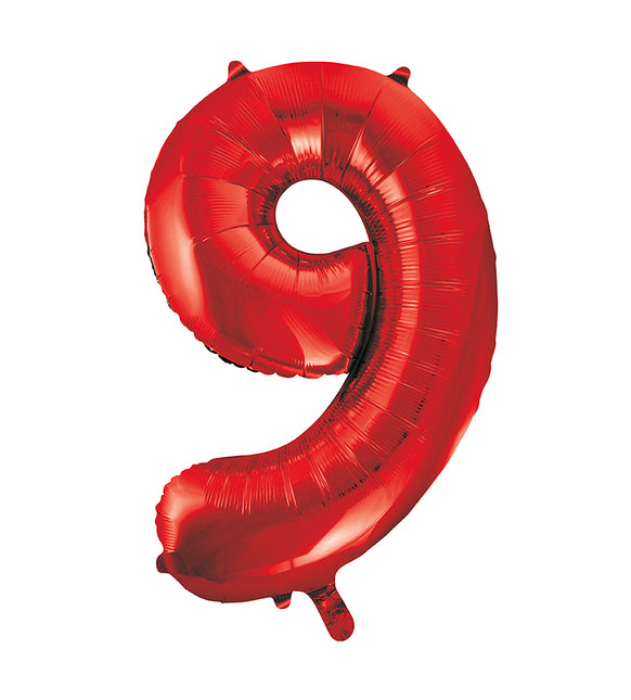 9 Jahre Figur Ballon Rot Leer 86cm