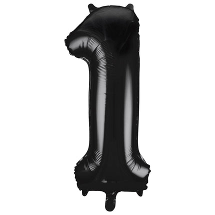 1 Jahr Figur Ballon Schwarz Leer 86cm