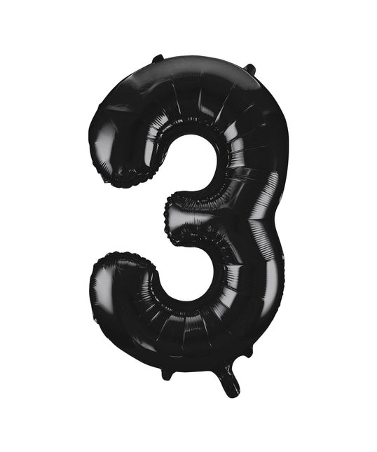 3 Jahre Figur Ballon Schwarz Leer 86cm