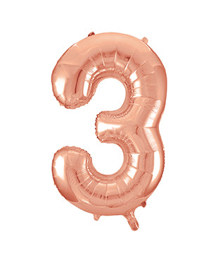 3 Jahre Figur Ballon Rose Gold Leer 86cm