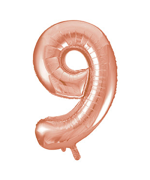 9 Jahre Figur Ballon Rose Gold Leer 86cm