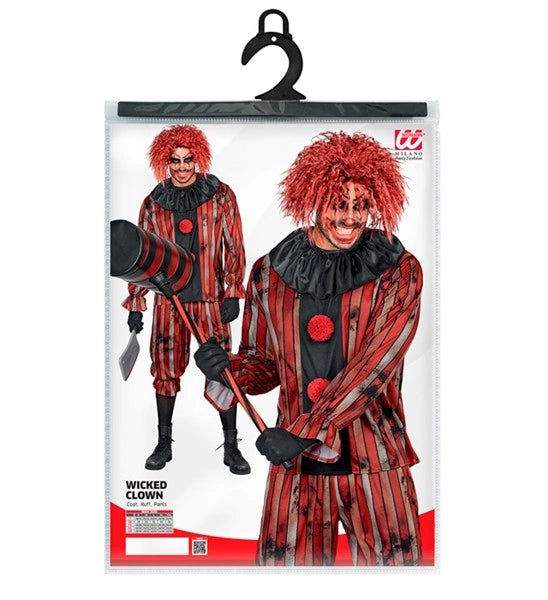 Rot-Schwarzes „Wicked Clown“-Kostüm für Herren
