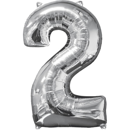2 Jahre Figur Ballon Silber Leer 66cm