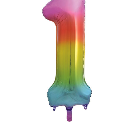 1 Jahr Figur Ballon Regenbogen Leer 86cm