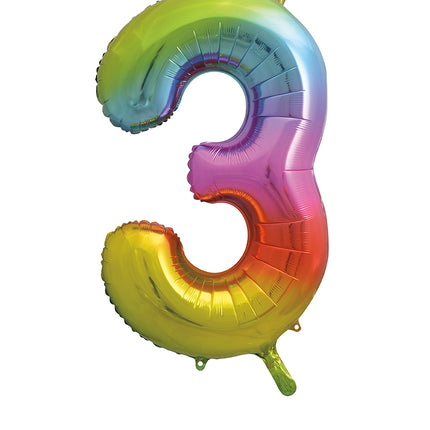 3 Jahre Figur Ballon Regenbogen Leer 86cm