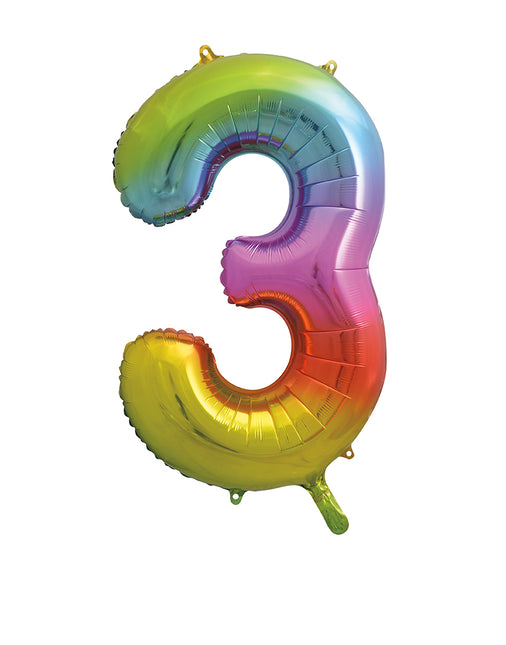 3 Jahre Figur Ballon Regenbogen Leer 86cm
