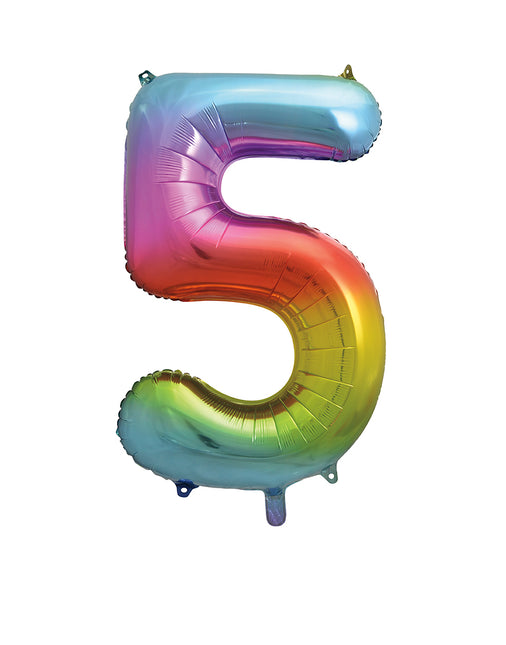 5 Jahre Figur Ballon Regenbogen Leer 86cm