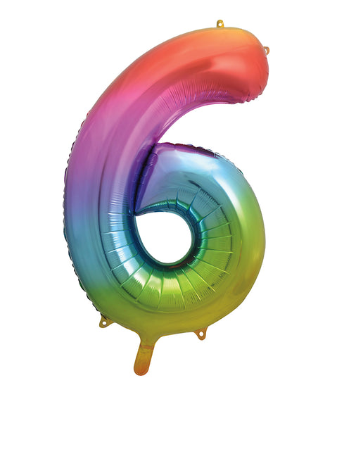 6 Jahre Figur Ballon Regenbogen Leer 86cm