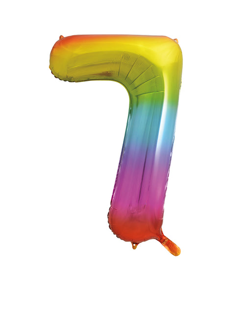 7 Jahre Figur Ballon Regenbogen Leer 86cm
