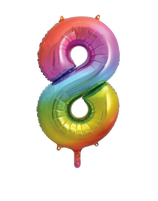 8 Jahre Figur Ballon Regenbogen Leer 86cm