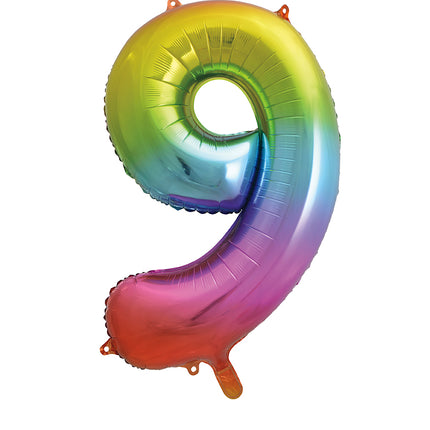 9 Jahre Figur Ballon Regenbogen Leer 86cm