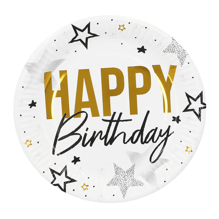 Set mit 8 Papptellern „Happy Birthday“ (Ø 23 cm)