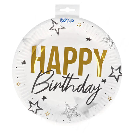 Set mit 8 Papptellern „Happy Birthday“ (Ø 23 cm)